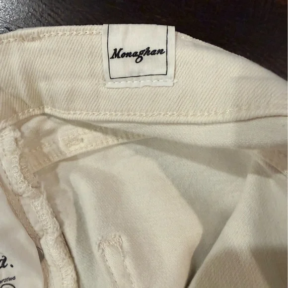 Frank & Eileen Monaghan Ivory High Rise Straight Crop Raw Hem Jeans 30 - Picture 13 of 15